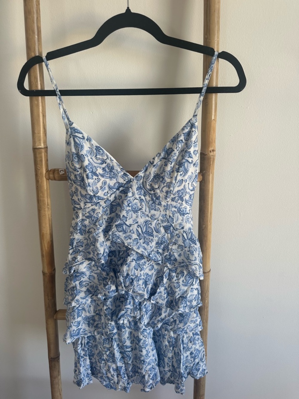 Hollister Blue & White Floral Ruffle Mini Dress
